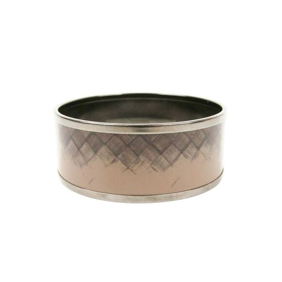 Bottega Veneta Women's Light Brown / Silver Enamel Metal Woven Bracelet (Small)
